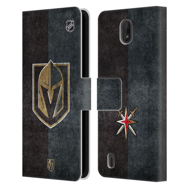 NHL Vegas Golden Knights Half Distressed Leather Book Wallet Case Cover For Nokia C01 Plus/C1 2nd Edition