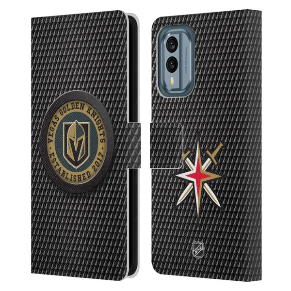 NHL Vegas Golden Knights Puck Texture Leather Book Wallet Case Cover For Nokia X30