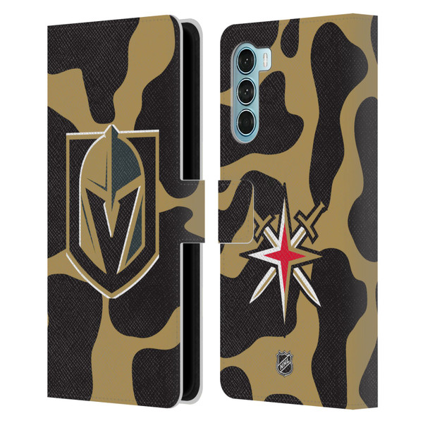 NHL Vegas Golden Knights Cow Pattern Leather Book Wallet Case Cover For Motorola Edge S30 / Moto G200 5G