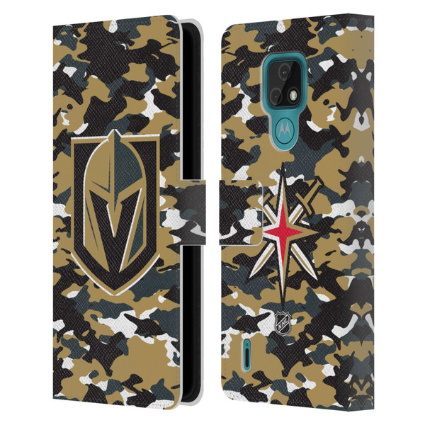 NHL Vegas Golden Knights Camouflage Leather Book Wallet Case Cover For Motorola Moto E7