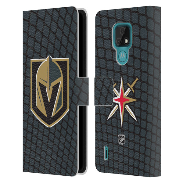 NHL Vegas Golden Knights Net Pattern Leather Book Wallet Case Cover For Motorola Moto E7