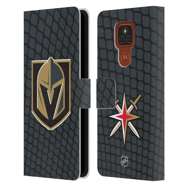 NHL Vegas Golden Knights Net Pattern Leather Book Wallet Case Cover For Motorola Moto E7 Plus