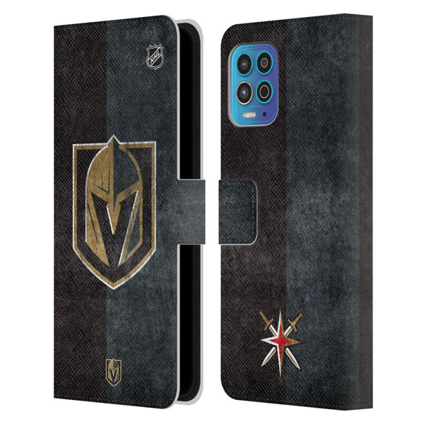 NHL Vegas Golden Knights Half Distressed Leather Book Wallet Case Cover For Motorola Moto G100
