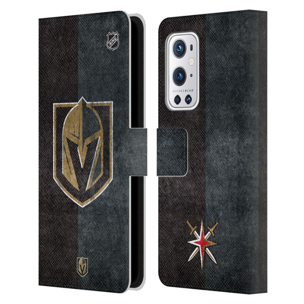 NHL Vegas Golden Knights Half Distressed Leather Book Wallet Case Cover For OnePlus 9 Pro
