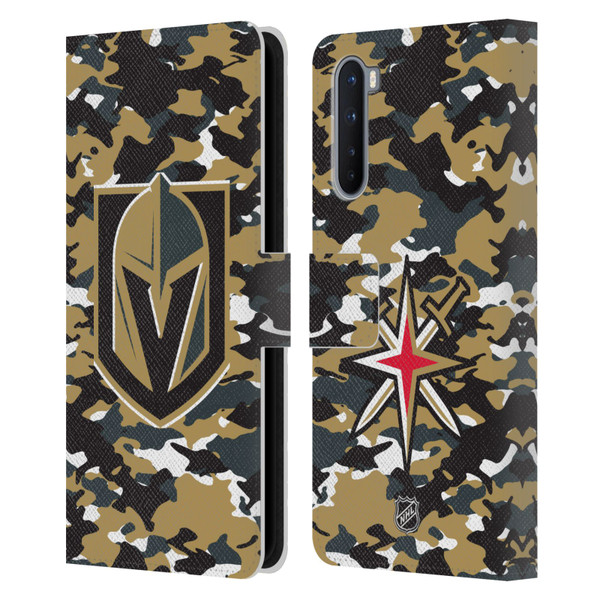 NHL Vegas Golden Knights Camouflage Leather Book Wallet Case Cover For OnePlus Nord 5G