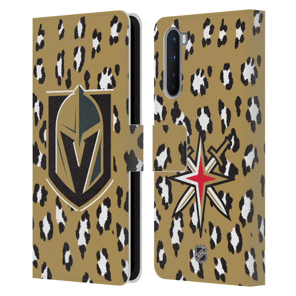 NHL Vegas Golden Knights Leopard Patten Leather Book Wallet Case Cover For OnePlus Nord 5G