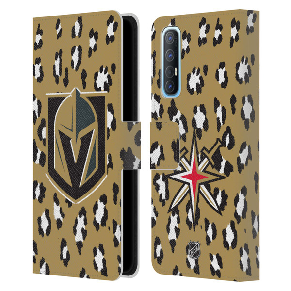 NHL Vegas Golden Knights Leopard Patten Leather Book Wallet Case Cover For OPPO Find X2 Neo 5G