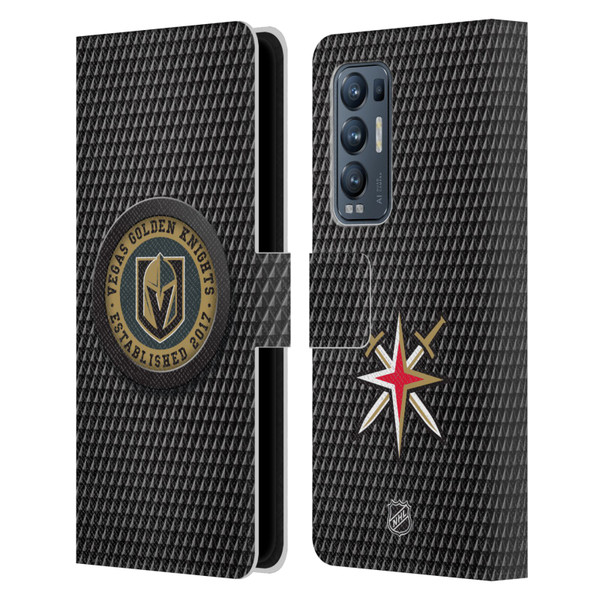 NHL Vegas Golden Knights Puck Texture Leather Book Wallet Case Cover For OPPO Find X3 Neo / Reno5 Pro+ 5G