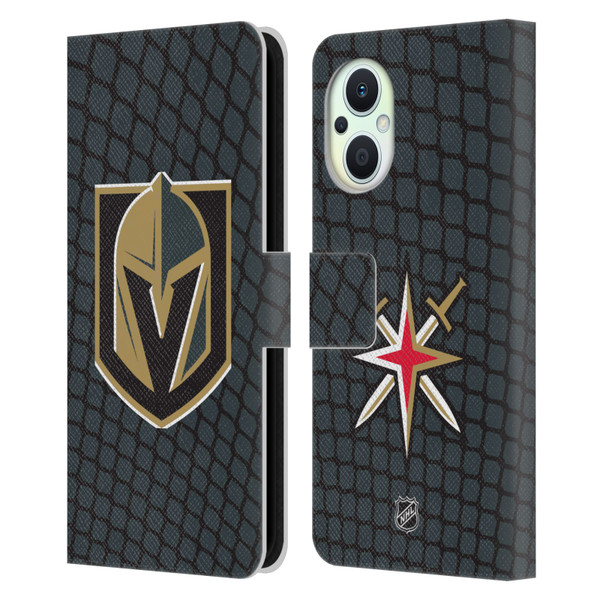 NHL Vegas Golden Knights Net Pattern Leather Book Wallet Case Cover For OPPO Reno8 Lite