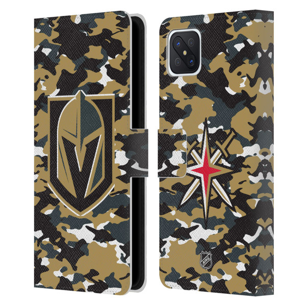 NHL Vegas Golden Knights Camouflage Leather Book Wallet Case Cover For OPPO Reno4 Z 5G