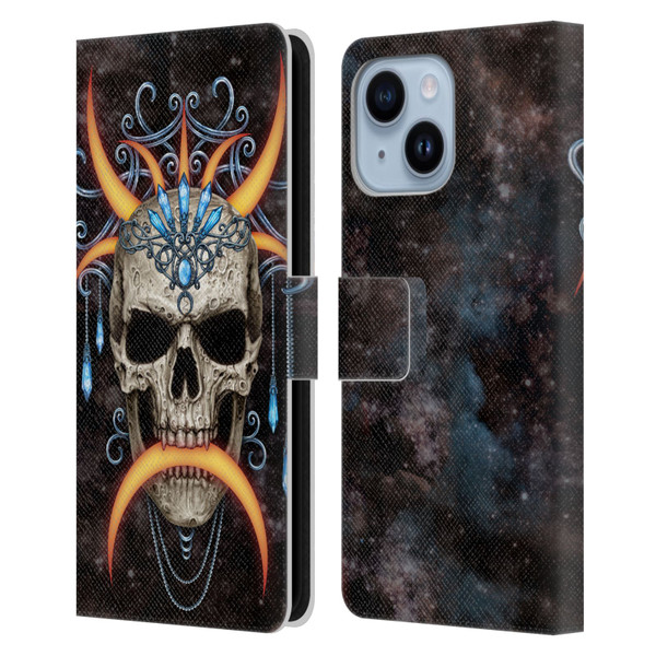 Sarah Richter Skulls Jewelry And Crown Universe Leather Book Wallet Case Cover For Apple iPhone 14 Plus