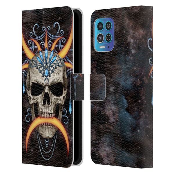 Sarah Richter Skulls Jewelry And Crown Universe Leather Book Wallet Case Cover For Motorola Moto G100