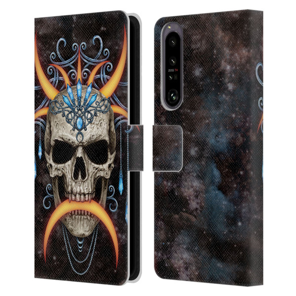 Sarah Richter Skulls Jewelry And Crown Universe Leather Book Wallet Case Cover For Sony Xperia 1 IV