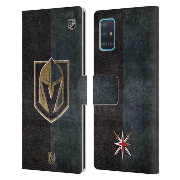 NHL Vegas Golden Knights Half Distressed Leather Book Wallet Case Cover For Samsung Galaxy A51 (2019)