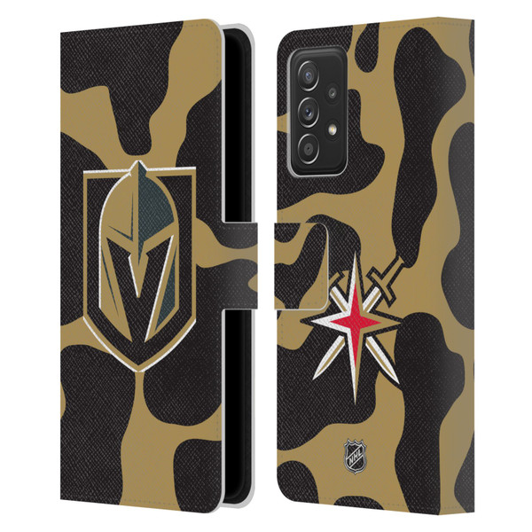 NHL Vegas Golden Knights Cow Pattern Leather Book Wallet Case Cover For Samsung Galaxy A52 / A52s / 5G (2021)