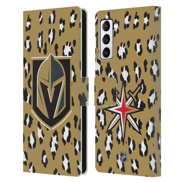 NHL Vegas Golden Knights Leopard Patten Leather Book Wallet Case Cover For Samsung Galaxy S21+ 5G