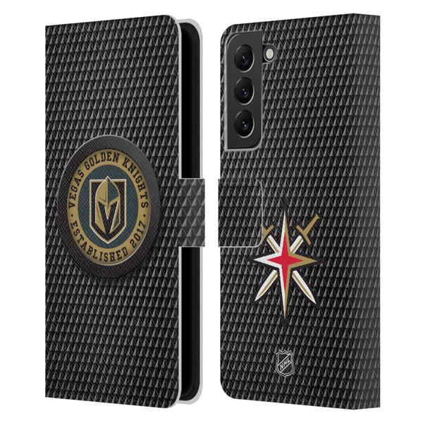 NHL Vegas Golden Knights Puck Texture Leather Book Wallet Case Cover For Samsung Galaxy S22+ 5G