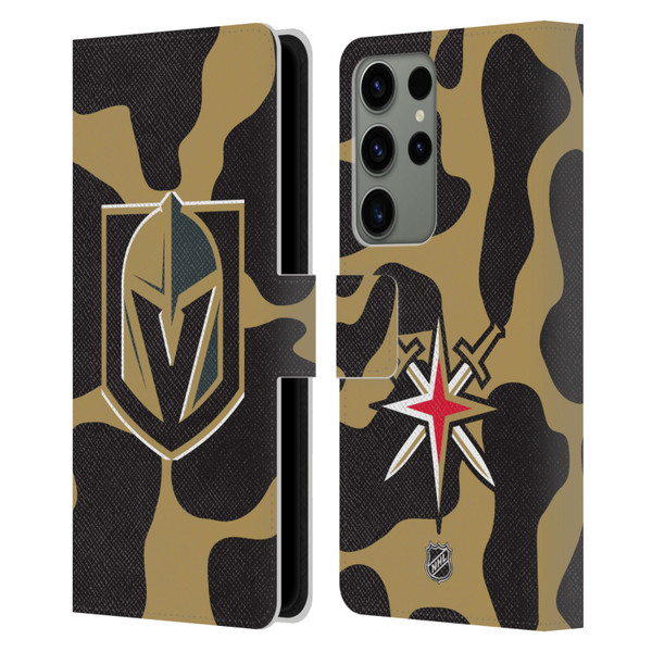 NHL Vegas Golden Knights Cow Pattern Leather Book Wallet Case Cover For Samsung Galaxy S23 Ultra 5G