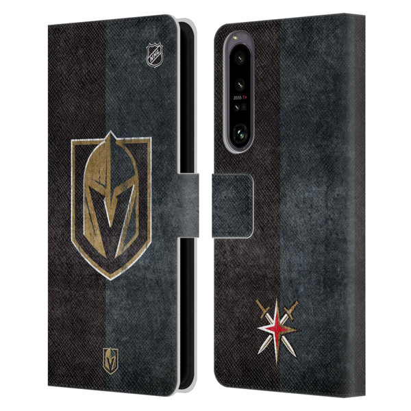 NHL Vegas Golden Knights Half Distressed Leather Book Wallet Case Cover For Sony Xperia 1 IV
