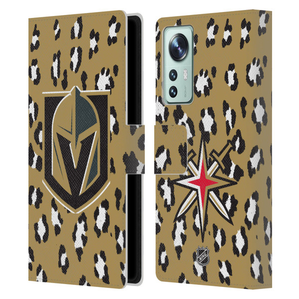 NHL Vegas Golden Knights Leopard Patten Leather Book Wallet Case Cover For Xiaomi 12