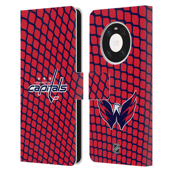 NHL Washington Capitals Net Pattern Leather Book Wallet Case Cover For Huawei Mate 40 Pro 5G