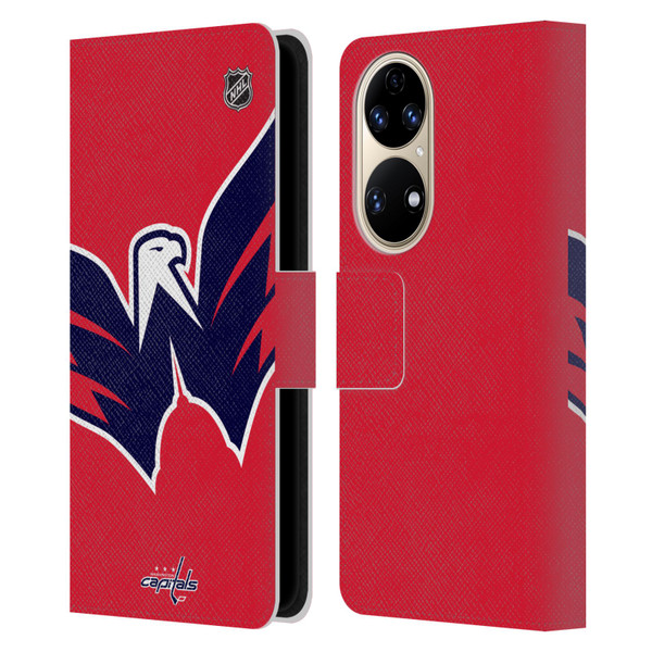 NHL Washington Capitals Oversized Leather Book Wallet Case Cover For Huawei P50