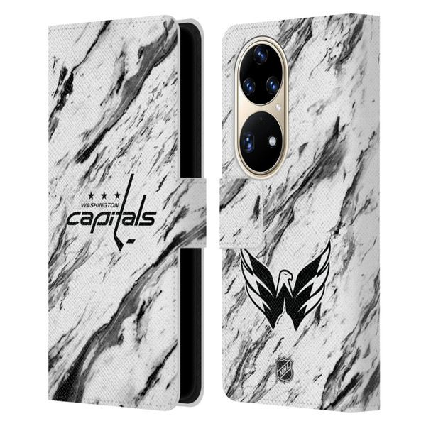 NHL Washington Capitals Marble Leather Book Wallet Case Cover For Huawei P50 Pro
