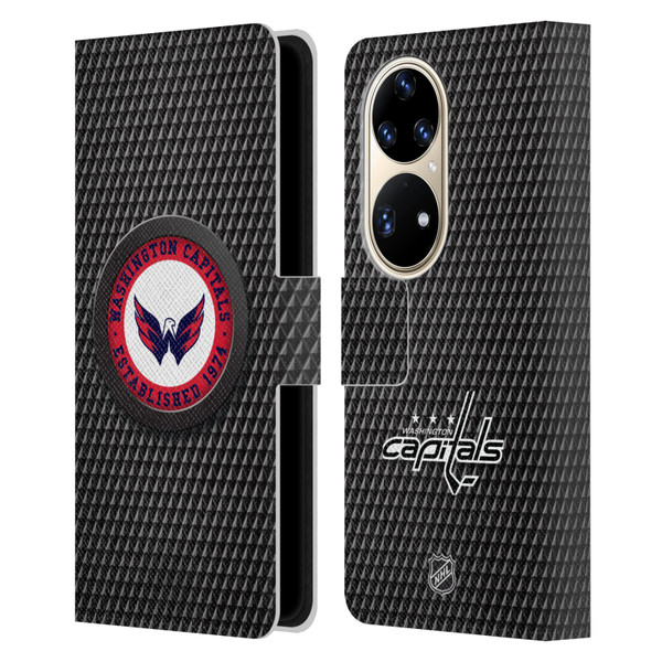 NHL Washington Capitals Puck Texture Leather Book Wallet Case Cover For Huawei P50 Pro