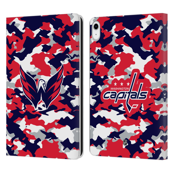 NHL Washington Capitals Camouflage Leather Book Wallet Case Cover For Apple iPad 10.9 (2022)