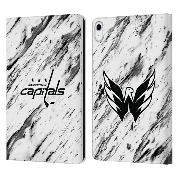 NHL Washington Capitals Marble Leather Book Wallet Case Cover For Apple iPad 10.9 (2022)