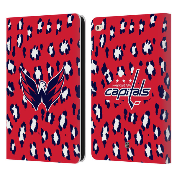 NHL Washington Capitals Leopard Patten Leather Book Wallet Case Cover For Apple iPad Air 2 (2014)