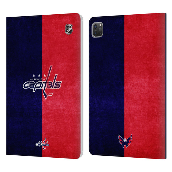 NHL Washington Capitals Half Distressed Leather Book Wallet Case Cover For Apple iPad Pro 11 2020 / 2021 / 2022