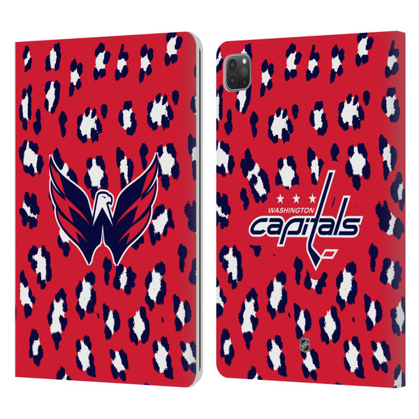NHL Washington Capitals Leopard Patten Leather Book Wallet Case Cover For Apple iPad Pro 11 2020 / 2021 / 2022