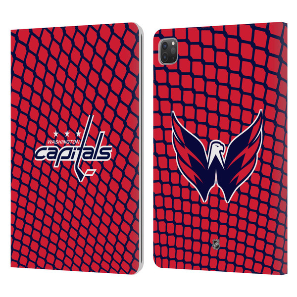 NHL Washington Capitals Net Pattern Leather Book Wallet Case Cover For Apple iPad Pro 11 2020 / 2021 / 2022