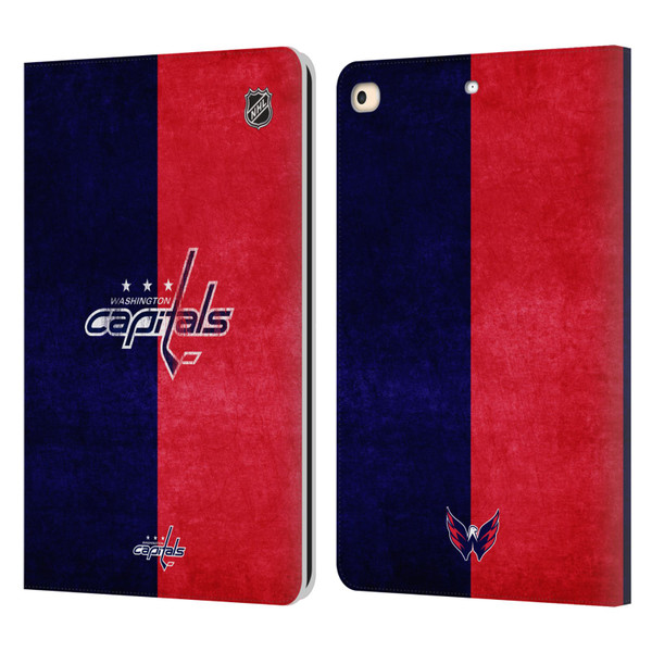 NHL Washington Capitals Half Distressed Leather Book Wallet Case Cover For Apple iPad 9.7 2017 / iPad 9.7 2018