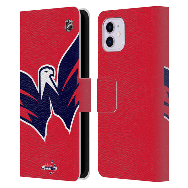 NHL Washington Capitals Oversized Leather Book Wallet Case Cover For Apple iPhone 11