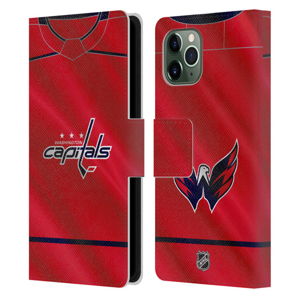 NHL Washington Capitals Jersey Leather Book Wallet Case Cover For Apple iPhone 11 Pro