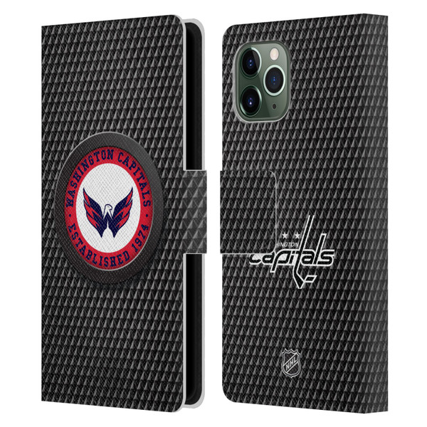 NHL Washington Capitals Puck Texture Leather Book Wallet Case Cover For Apple iPhone 11 Pro