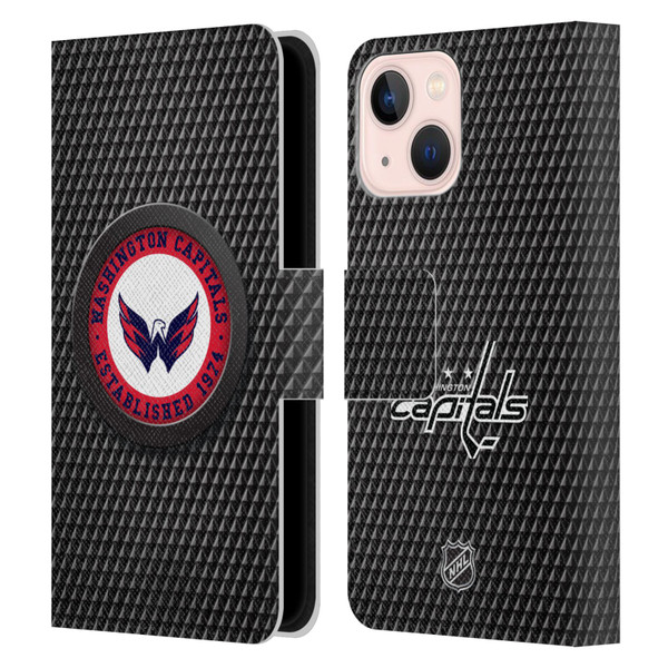 NHL Washington Capitals Puck Texture Leather Book Wallet Case Cover For Apple iPhone 13 Mini