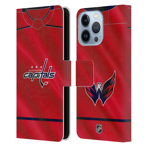 NHL Washington Capitals Jersey Leather Book Wallet Case Cover For Apple iPhone 13 Pro