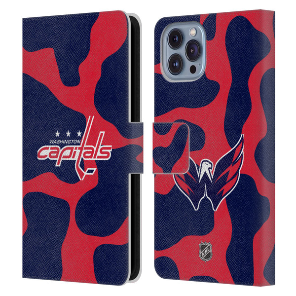 NHL Washington Capitals Cow Pattern Leather Book Wallet Case Cover For Apple iPhone 14