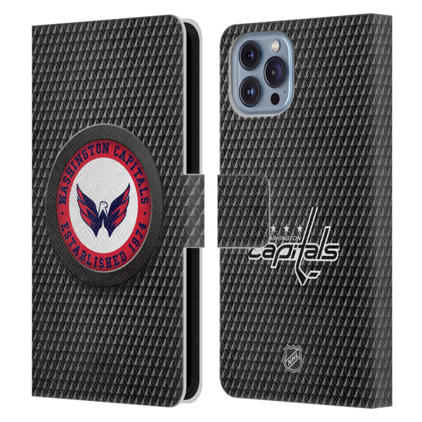 NHL Washington Capitals Puck Texture Leather Book Wallet Case Cover For Apple iPhone 14