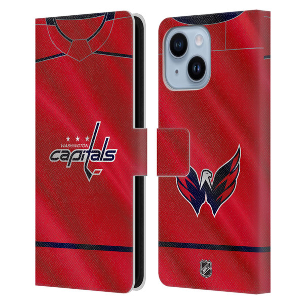 NHL Washington Capitals Jersey Leather Book Wallet Case Cover For Apple iPhone 14 Plus