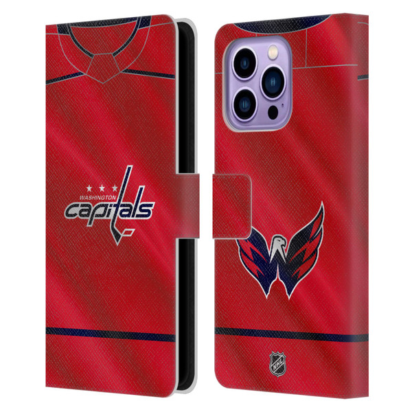 NHL Washington Capitals Jersey Leather Book Wallet Case Cover For Apple iPhone 14 Pro Max