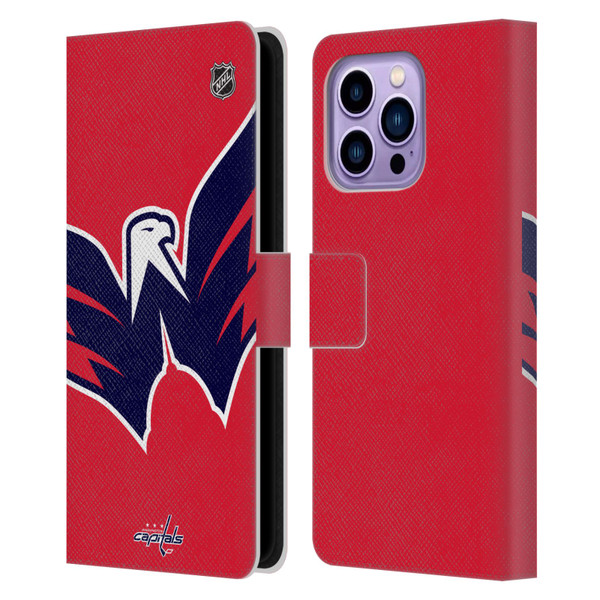 NHL Washington Capitals Oversized Leather Book Wallet Case Cover For Apple iPhone 14 Pro Max