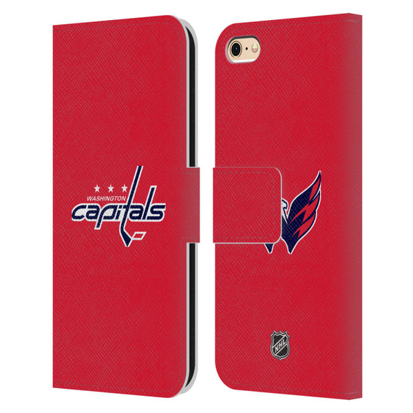 NHL Washington Capitals Plain Leather Book Wallet Case Cover For Apple iPhone 6 / iPhone 6s