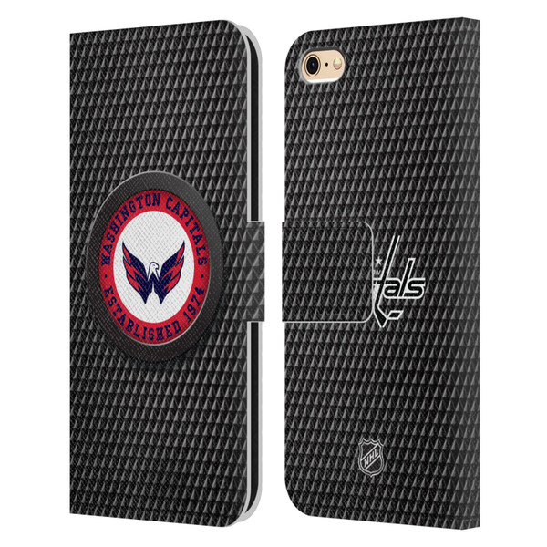 NHL Washington Capitals Puck Texture Leather Book Wallet Case Cover For Apple iPhone 6 / iPhone 6s