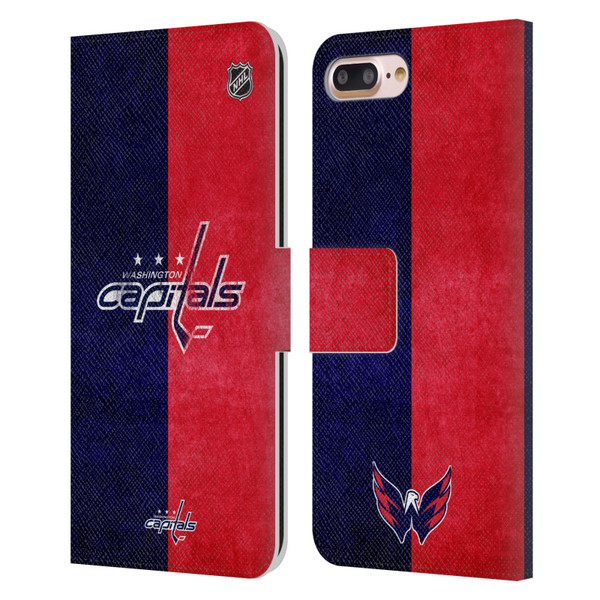 NHL Washington Capitals Half Distressed Leather Book Wallet Case Cover For Apple iPhone 7 Plus / iPhone 8 Plus