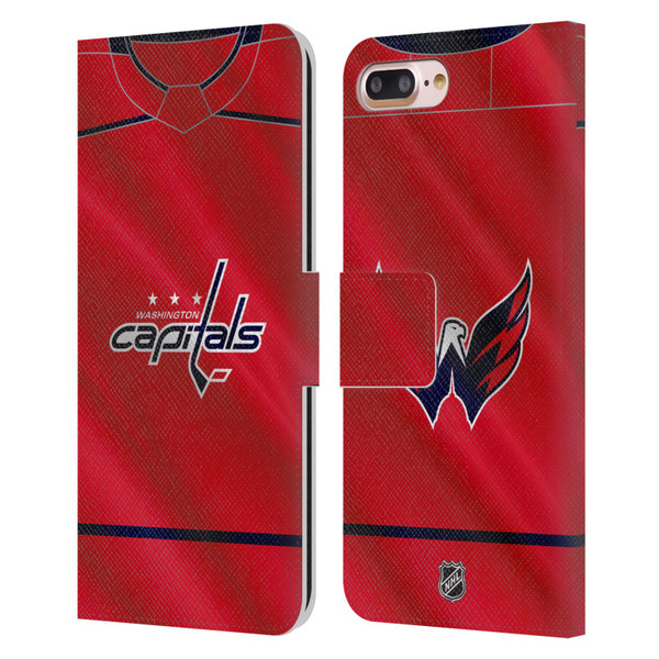 NHL Washington Capitals Jersey Leather Book Wallet Case Cover For Apple iPhone 7 Plus / iPhone 8 Plus
