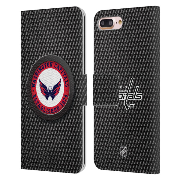 NHL Washington Capitals Puck Texture Leather Book Wallet Case Cover For Apple iPhone 7 Plus / iPhone 8 Plus